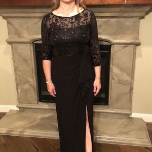 NWT black evening dress with sequined top & 3/4 sleeves